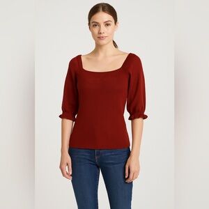 🍁 LOFT Rust Puff Sleeve Sweater Top – Women’s XL